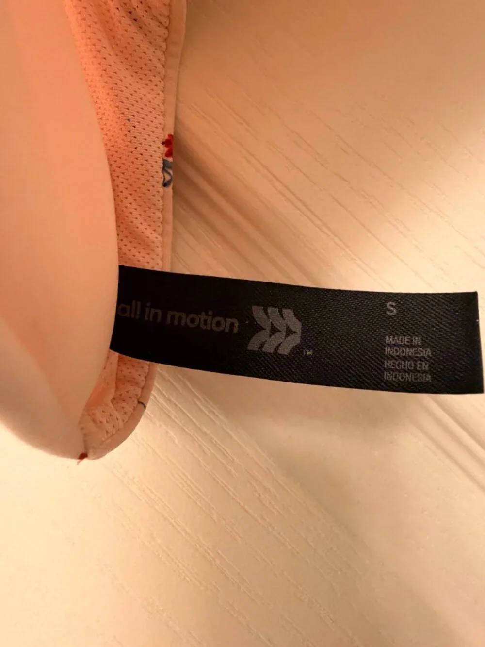 All In Motion Sports Bras Lot of 2 S Blue Stripe & Pink Floral Nylon/Spandex